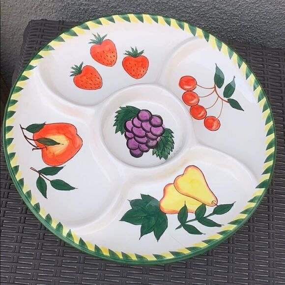 Fruit Inspired Chip And Dip Server Heavy Ceramic 5 Separate Serving Area… - Picture 2 of 5